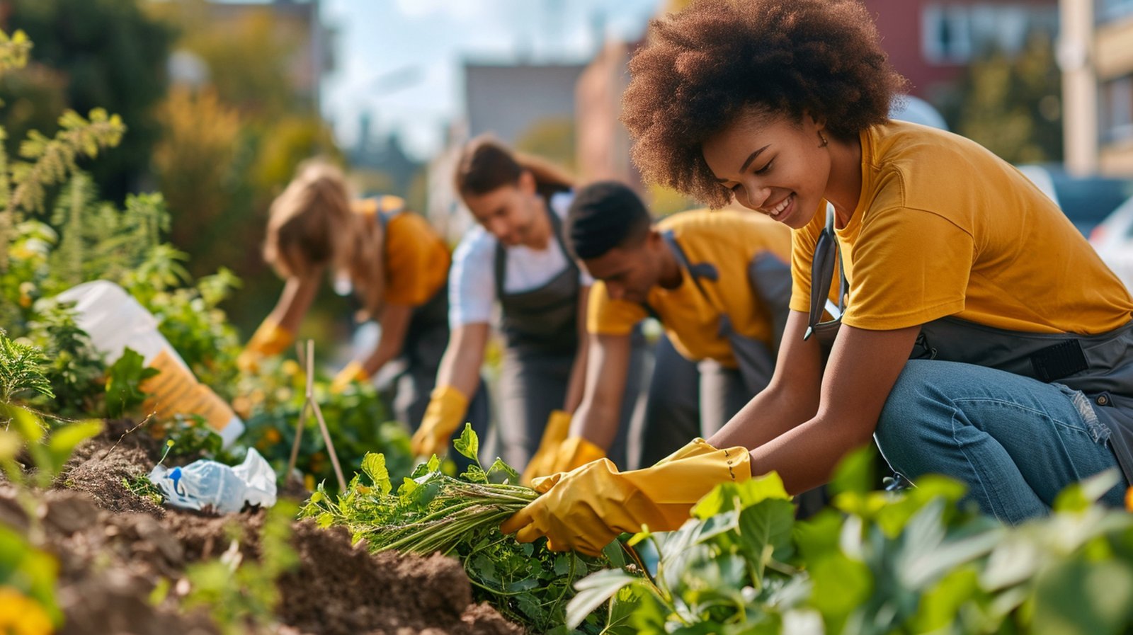 Images of people participating in community volunteering and charity events, emphasizing civic engagement. [Community service dedication]